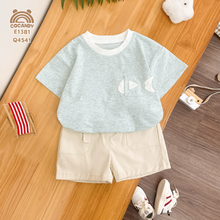 Áo cộc cotton XANH họa tiết túi cá_thumbnail_1