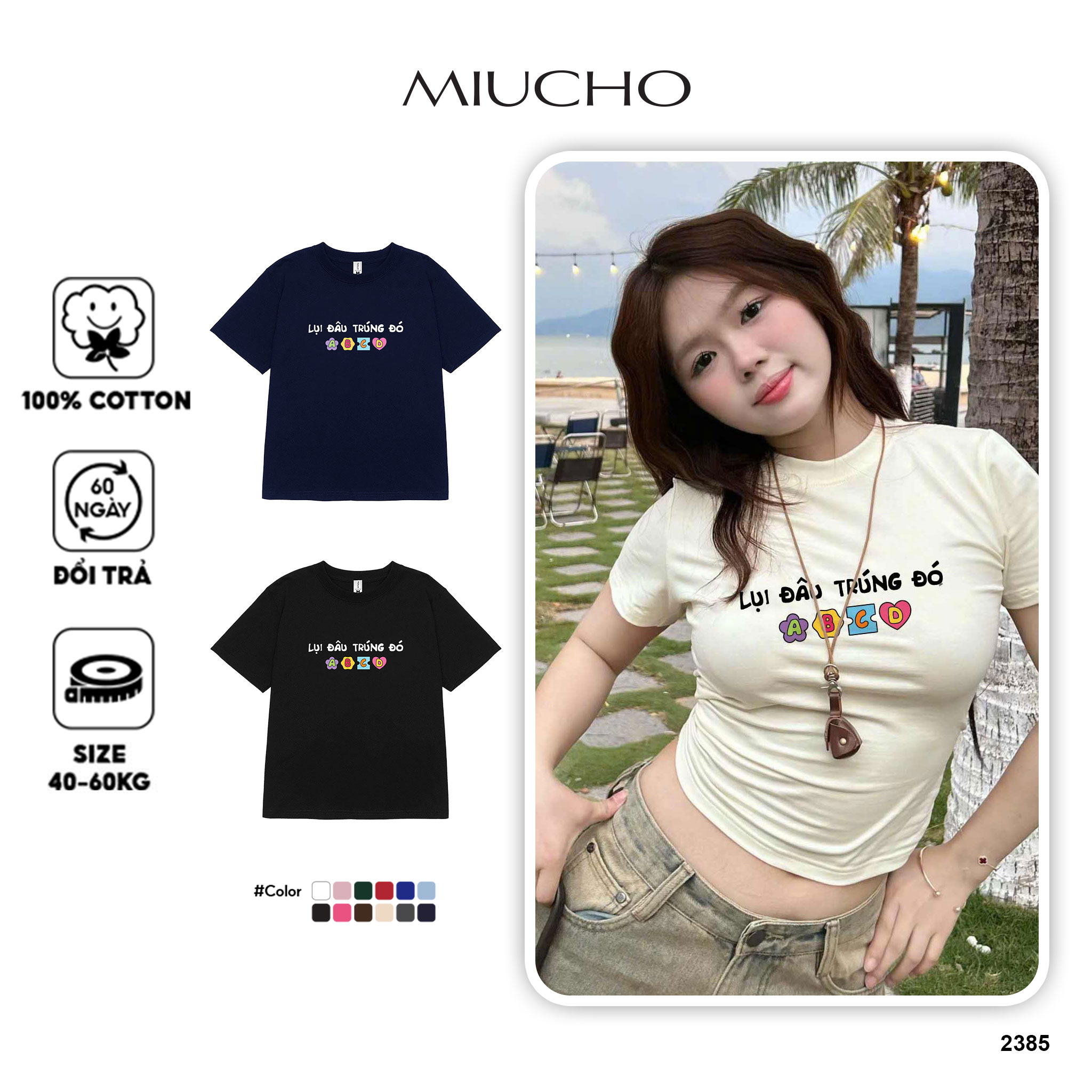 Áo thun baby tee dễ thương ABD2385 Miucho chất vải cotton co giãn thoáng mát cao cấp in Typography_thumbnail_1