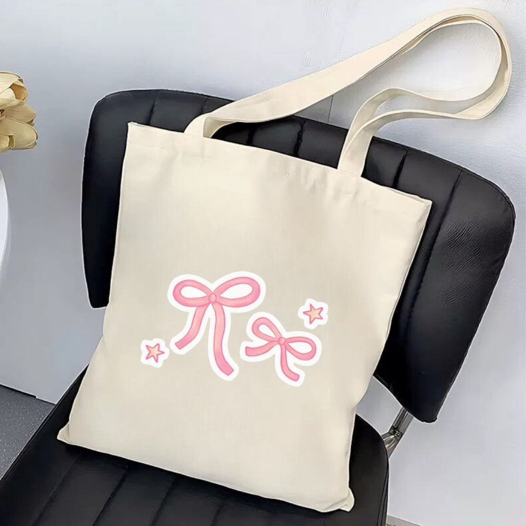 Túi tote vải canvas đeo vai hình nơ, hoa đẹp có khóa kéo và ngăn phụ We Tee - WTU02_thumbnail_5