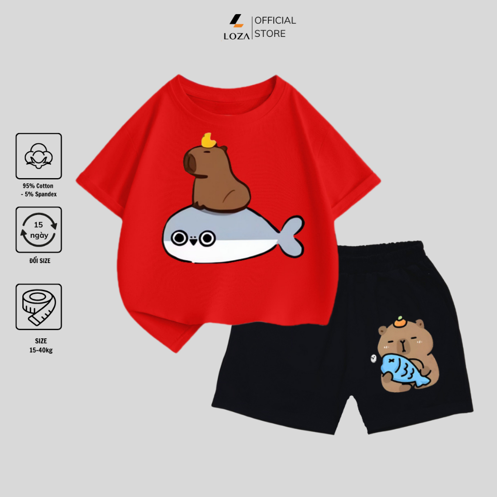 Bộ đồ bé trai in hình Capybara cưỡi cá heo - Loza Kids SB107_thumbnail_3