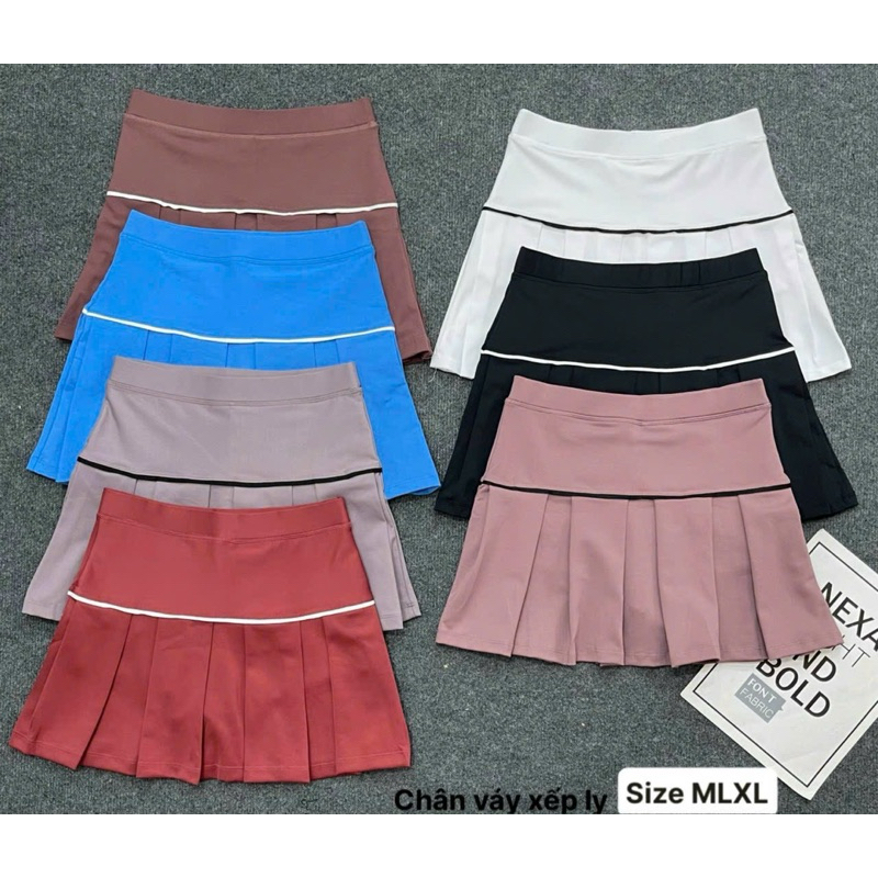 Váy Ngắn Thể Thao Dáng Xoè Xếp Li, Phối Viền Cá Tính_thumbnail_2