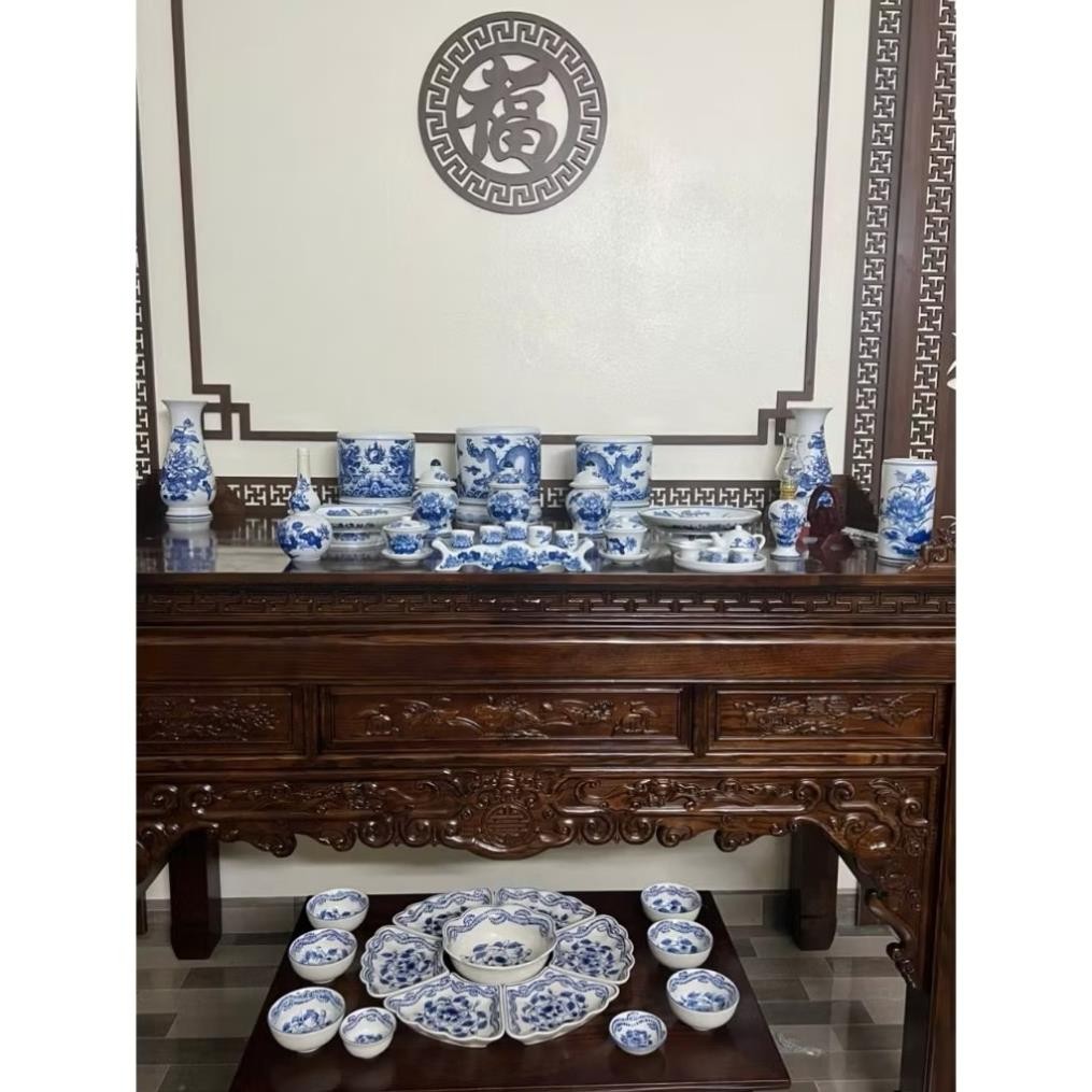 HG279 Đồ Thờ Cúng Bộ 16 món ban thờ 1M27 men trắng nghệ nhân Bát Tràng chế tác TẶNG Thất Bảo, Tro Nếp_thumbnail_6