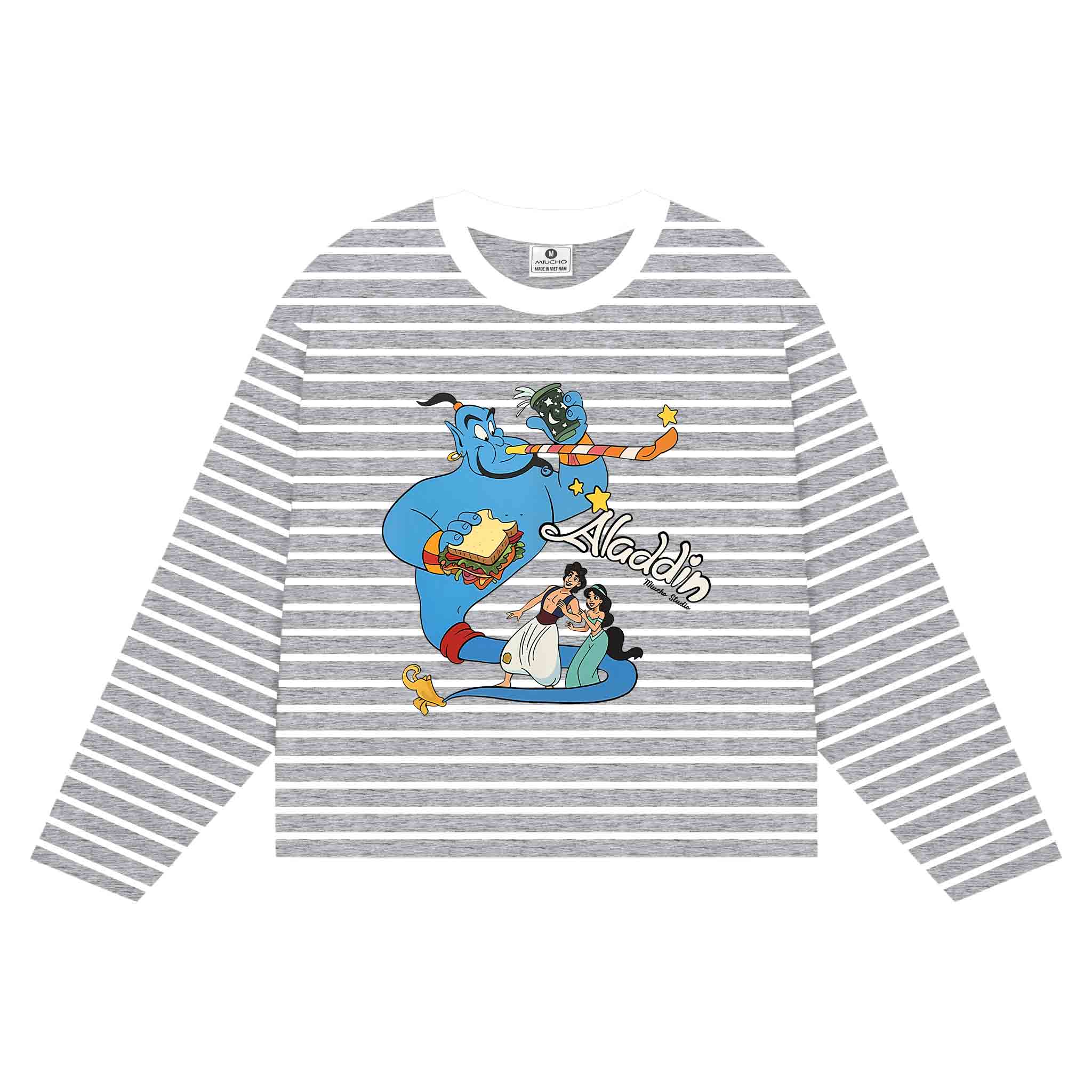 Áo thun boxy unisex Miucho vải rib thoáng mát tay dài cổ tròn Aladin in mix 2696_thumbnail_7