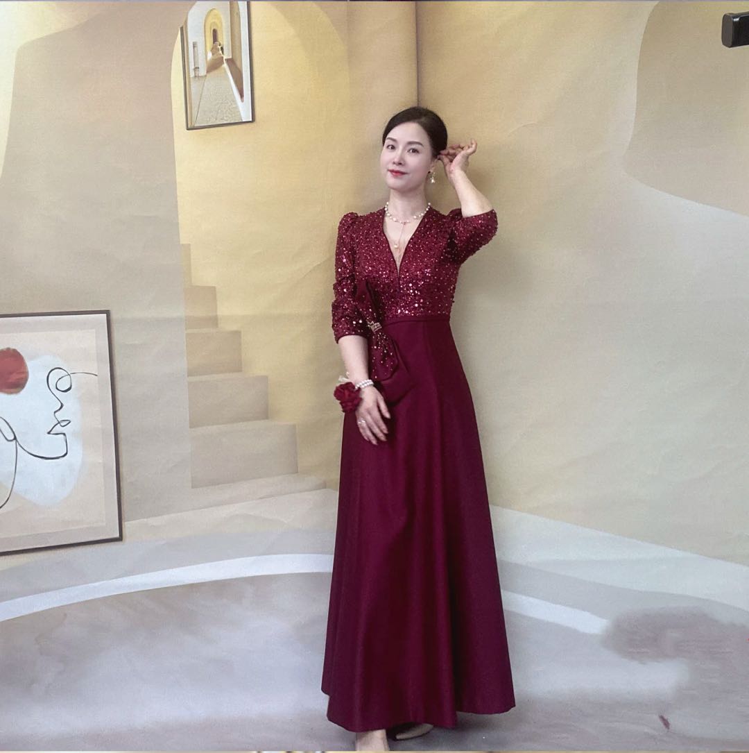 Đầm dự tiệc dạ hội xòe tay con phối nơ cao cấp