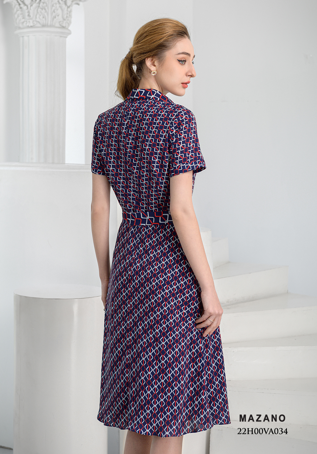 Đầm tím họa tiết thắt đai cổ đức_thumbnail_3