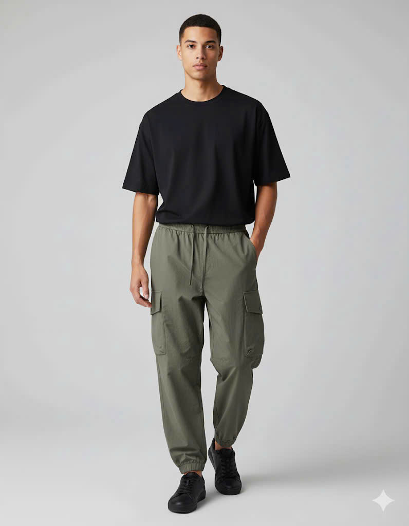 Quần dù lưng thun nữ ( ĐEN )_thumbnail_2