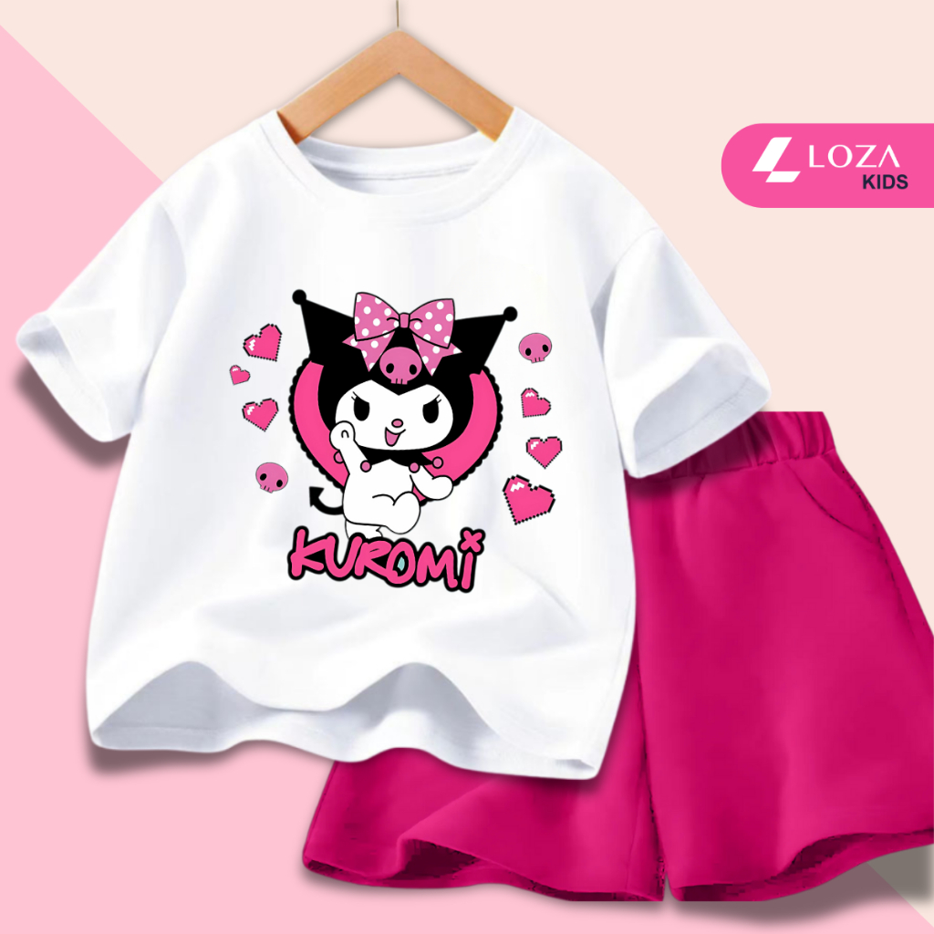 Bộ đồ bé gái in hình Kurumi, Labubu, My Melody... - Loza Kids BD009_thumbnail_1