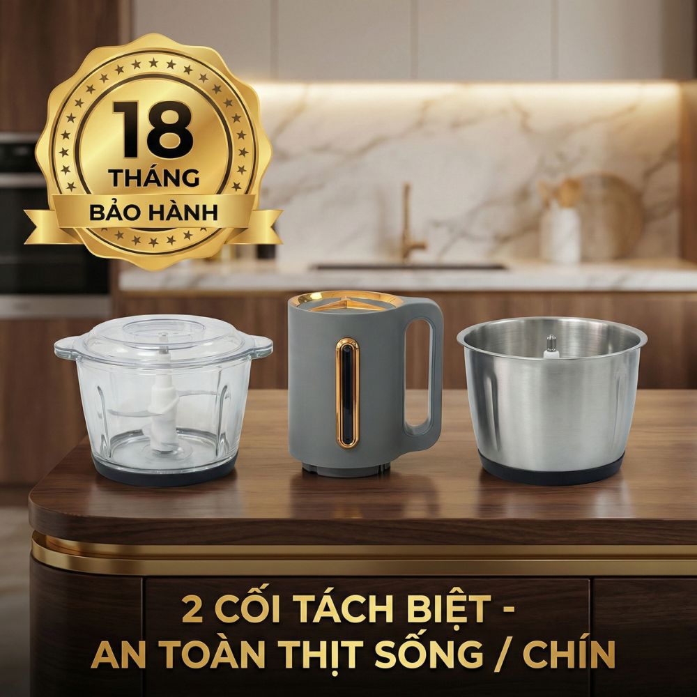 Máy xay thịt cối thủy tinh 2L tặng kèm cối inox Mishio MK444_thumbnail_7