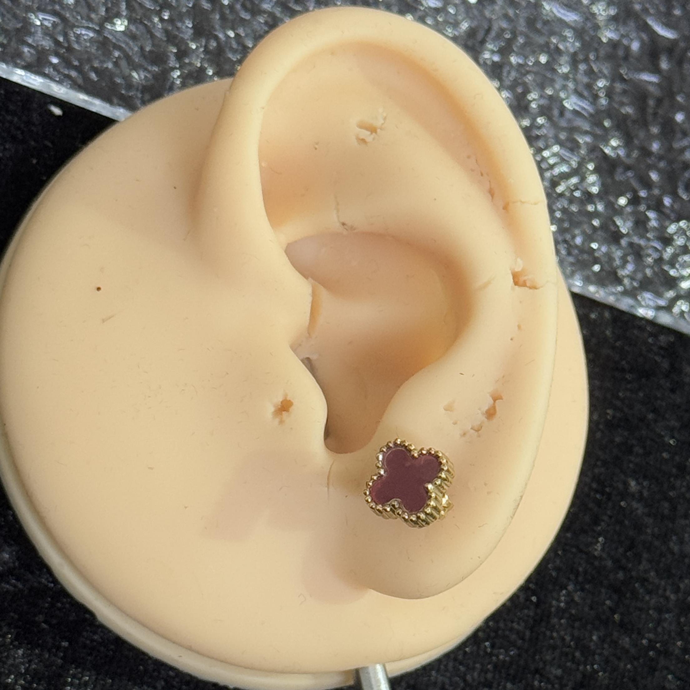 khuyên kiểu cặp vancleef đỏ đô nhỏ viền bi vàng _thumbnail_3