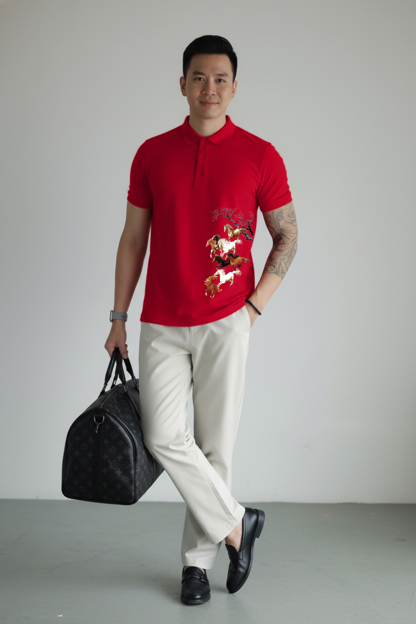 Áo polo Tết Bính Ngọ form vừa Miucho Iconic vải cá sấu thoáng mát dày dặn 2985_thumbnail_6