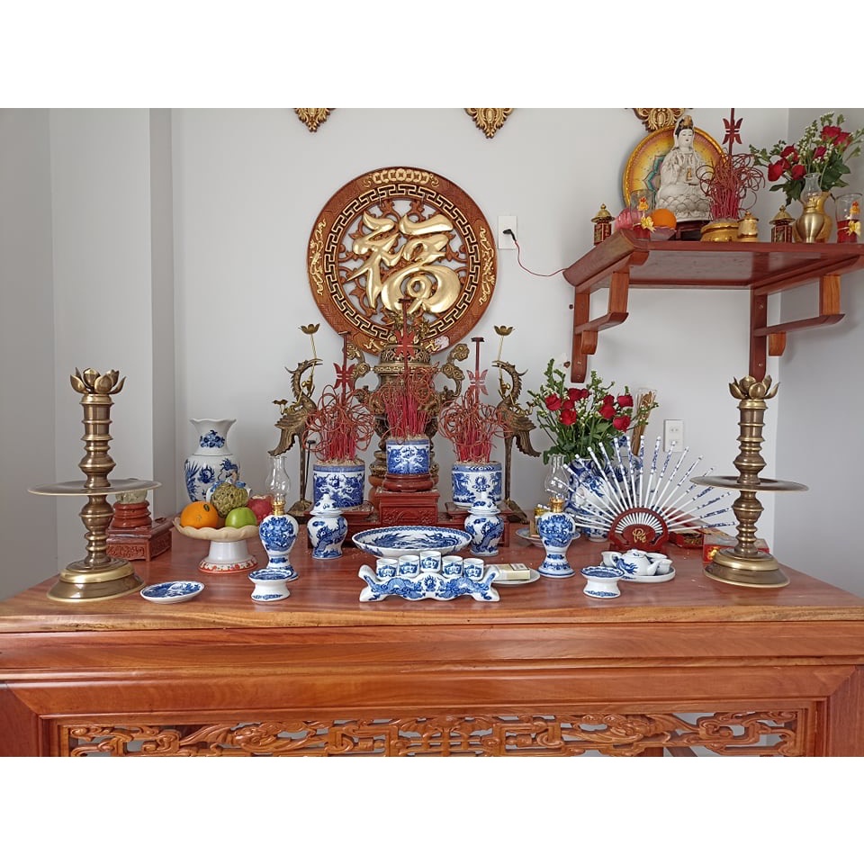 Bộ Đũa Thờ Cúng Sư Men Lam Cổ và Kệ Gỗ Hương Đồ Tâm Linh, Phong Thủy - Đồ thờ cúng_thumbnail_3