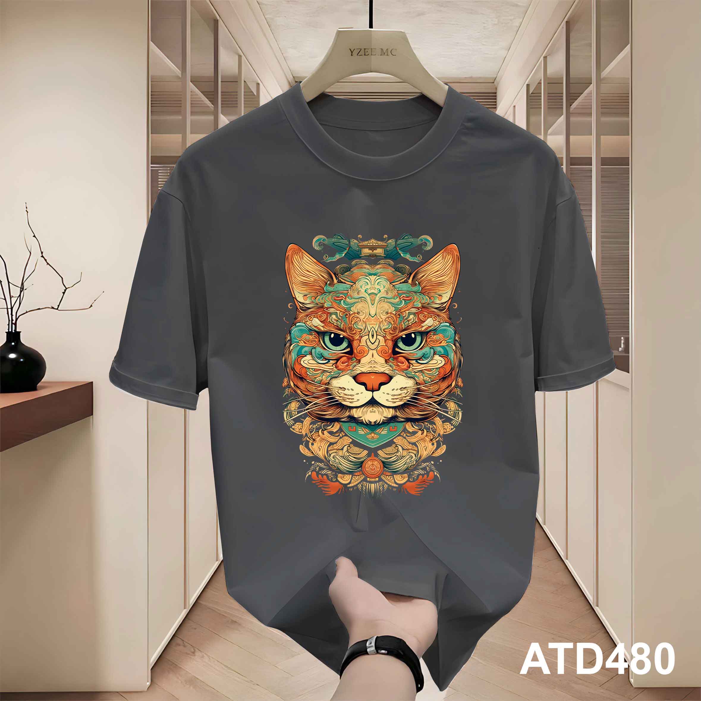 Áo thun nam form rộng 12 con giáp tuổi Mão ATD480 Miucho Iconic cotton cổ tròn in graphic_thumbnail_4