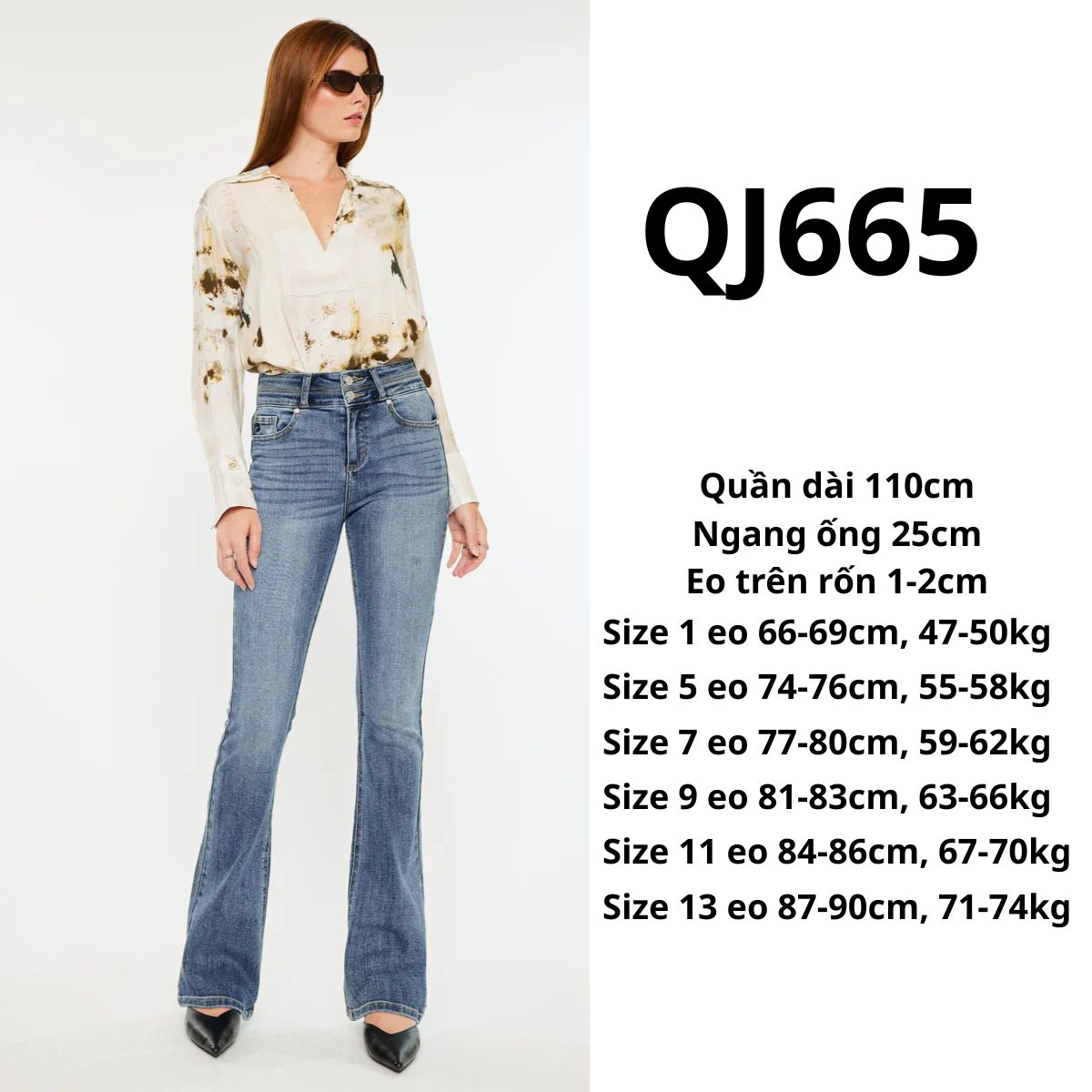 QJ665 Quần jeans ống loe