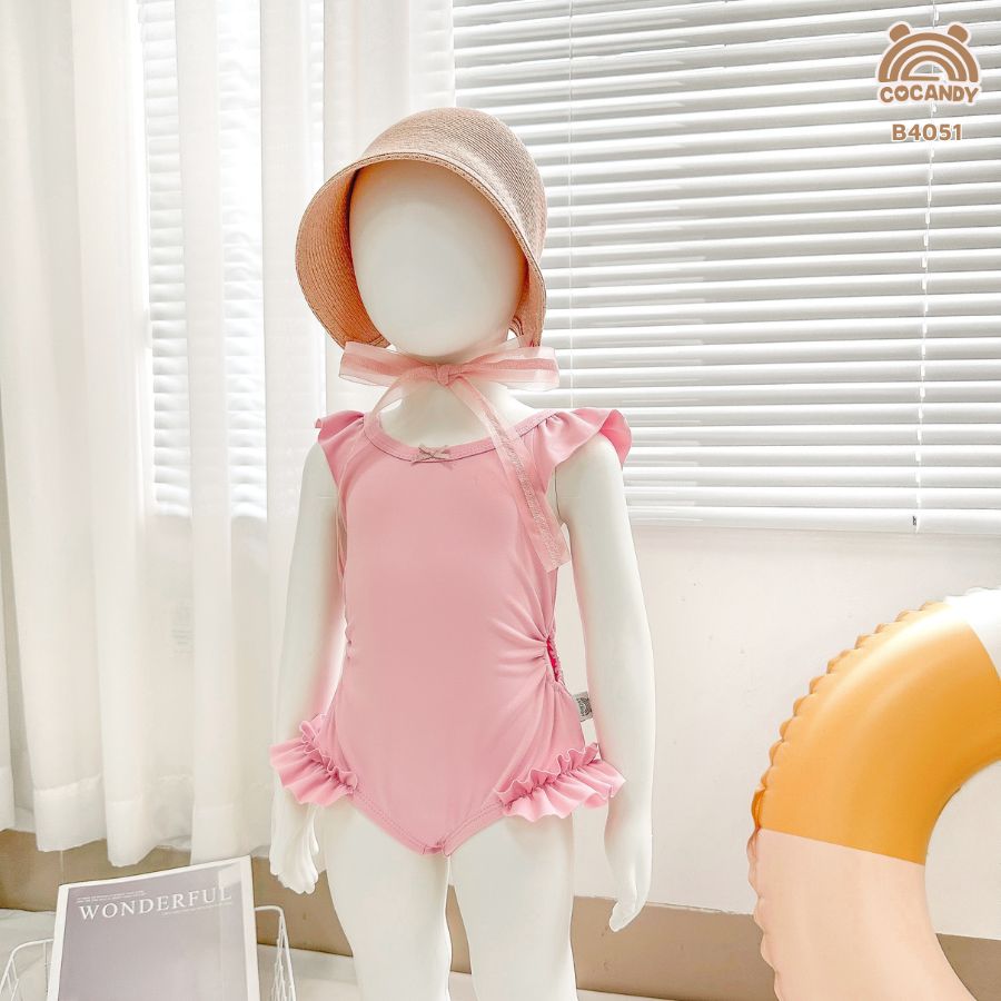 Bộ bơi cộc HỒNG TRƠN tay cánh tiên khoét eo_thumbnail_2