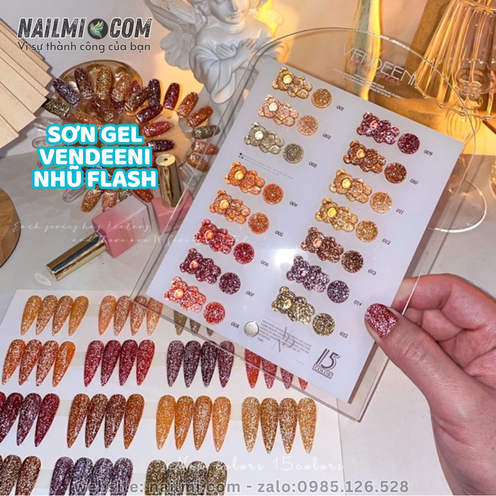 Set sơn gel - 15 màu - nhũ flash - VENDEENI - F17_thumbnail_0