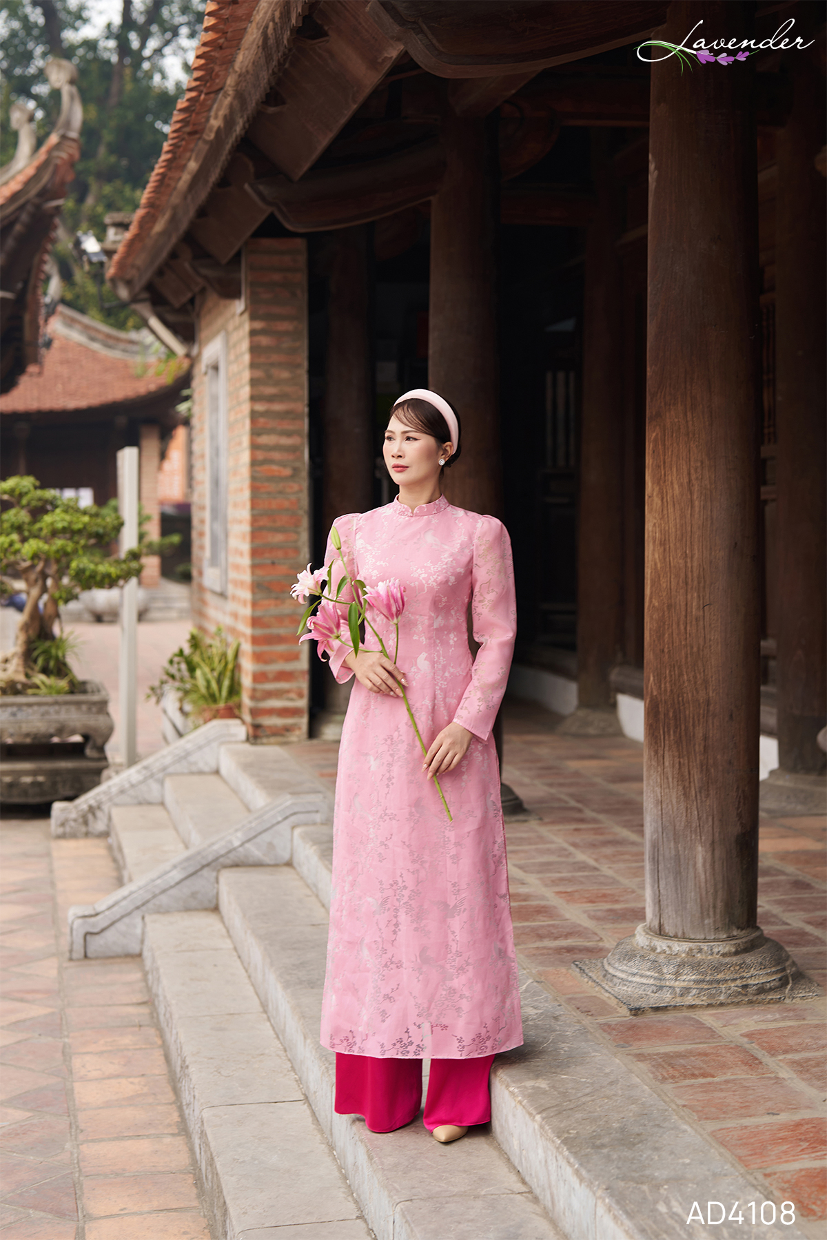 Áo dài phối họa tiết hoa AD4108_thumbnail_3