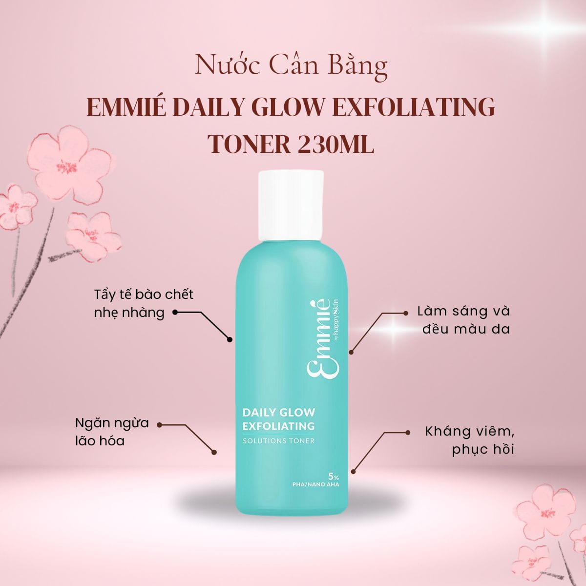 Nước Cân Bằng Da Và Tẩy Tế Bào Chết Emmié By Happy Skin Daily Glow Exfoliating Toner 230ml_thumbnail_1