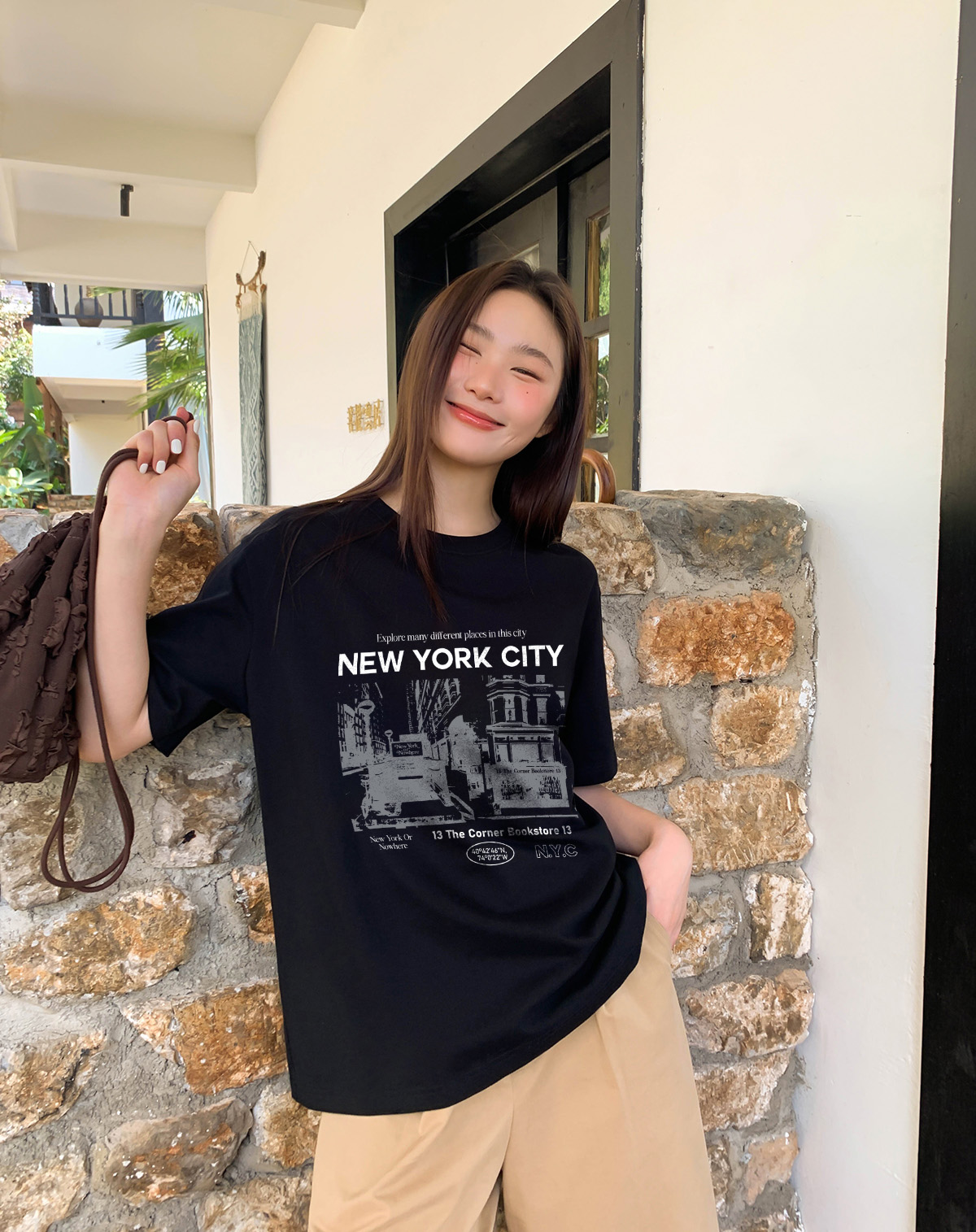 Áo thun nữ đẹp form vừa 2220 Miucho Chic vải cotton thoáng mát co giãn cổ tròn in mix_thumbnail_2