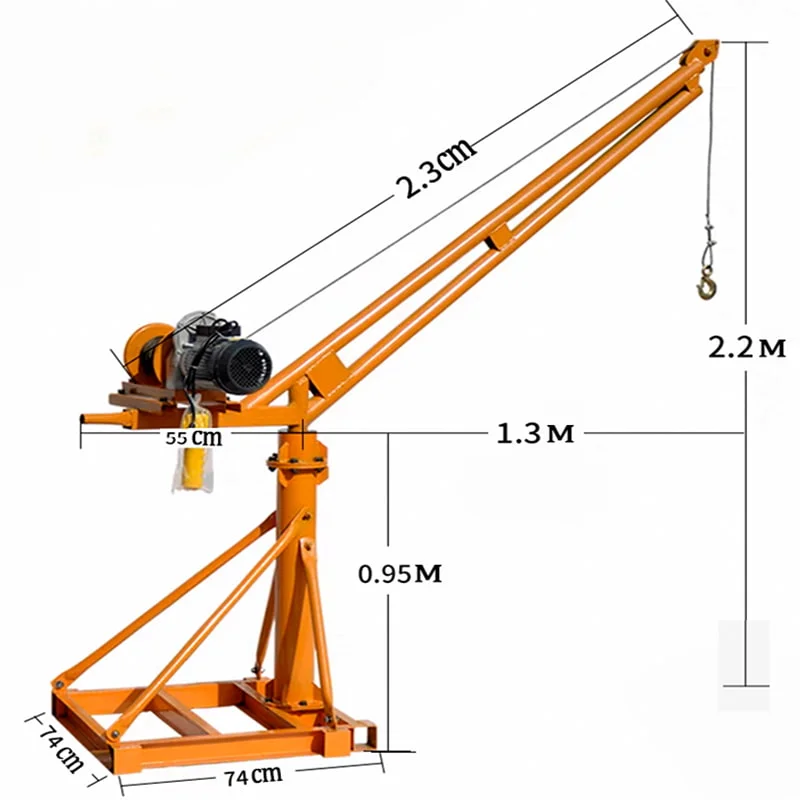Khung cẩu xoay 360 độ, Tải trọng 500kg, 1 Tấn gắn các loại máy tời xây dựng (chưa kèm tời)
