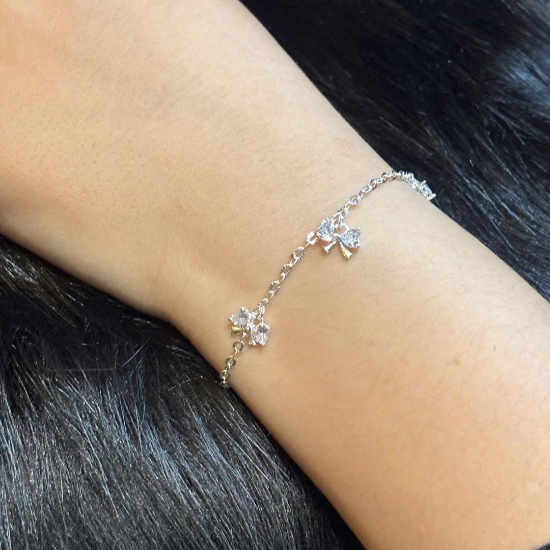 Vòng tay bạc xi kim nơ tim trắng_thumbnail_3