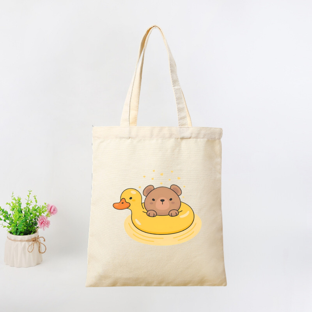 Túi tote vải canvas hình Gấu, Capybara có khoá kéo và ngăn phụ, đi học đi chơi - 𝐖𝐞 𝐓𝐞𝐞 TOTE02_thumbnail_7