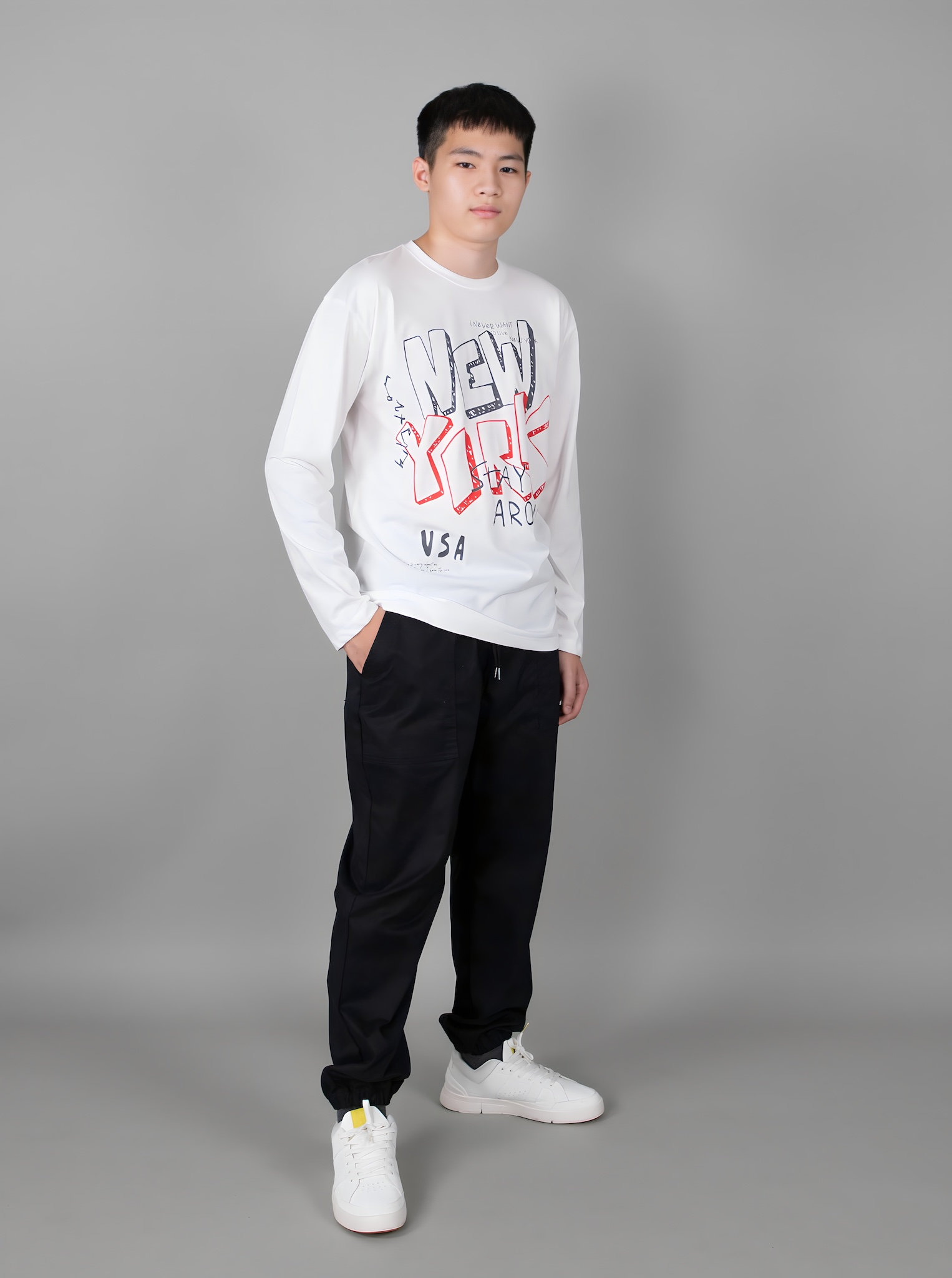 Quần kaki túi ốp màu đen chun gấu