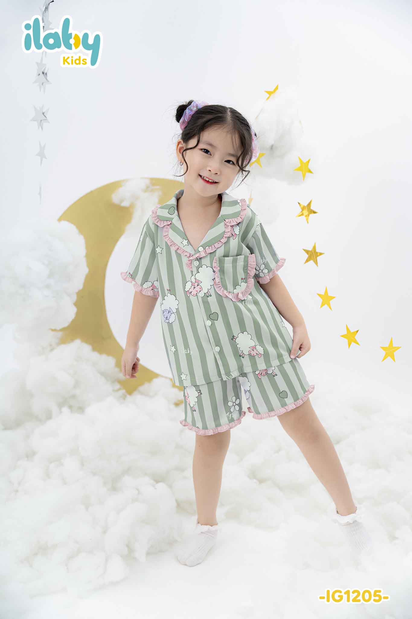 [ Outfit mềm mại ] Bộ pyjama cộc tay phối bèo_thumbnail_2