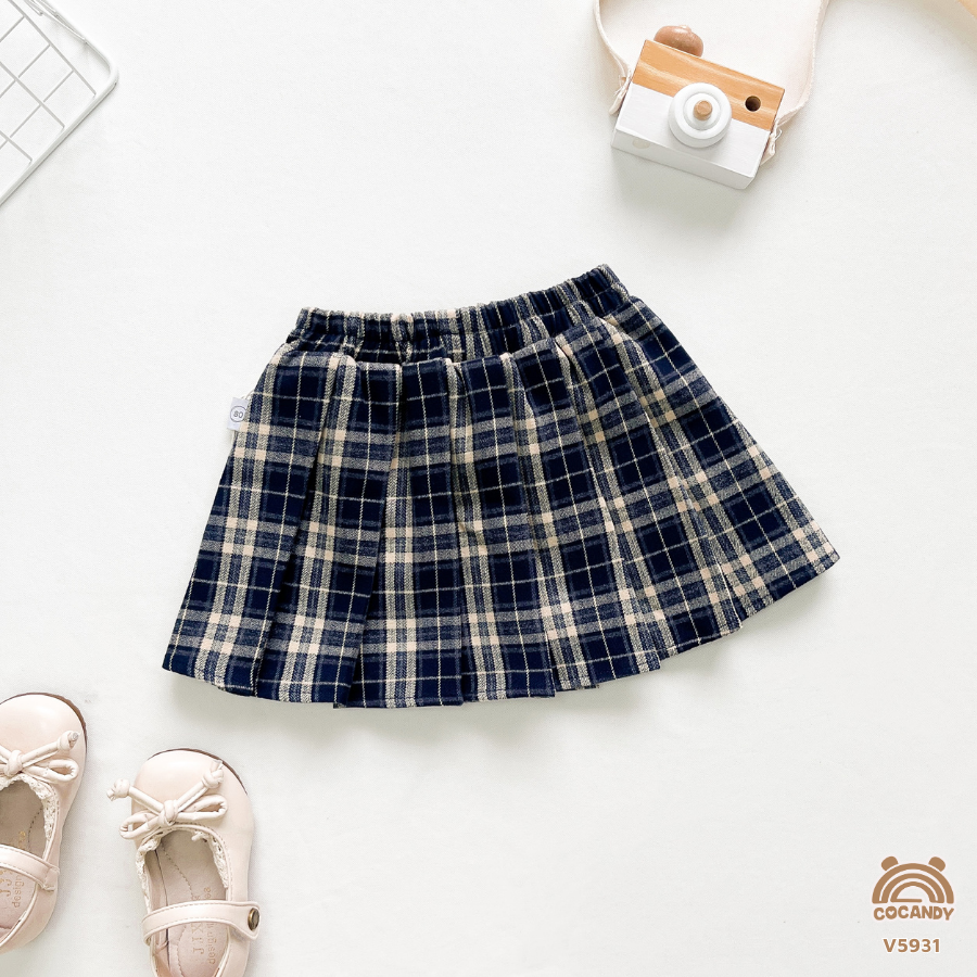 Chân váy kẻ XANH BE phối nơ BE_thumbnail_2
