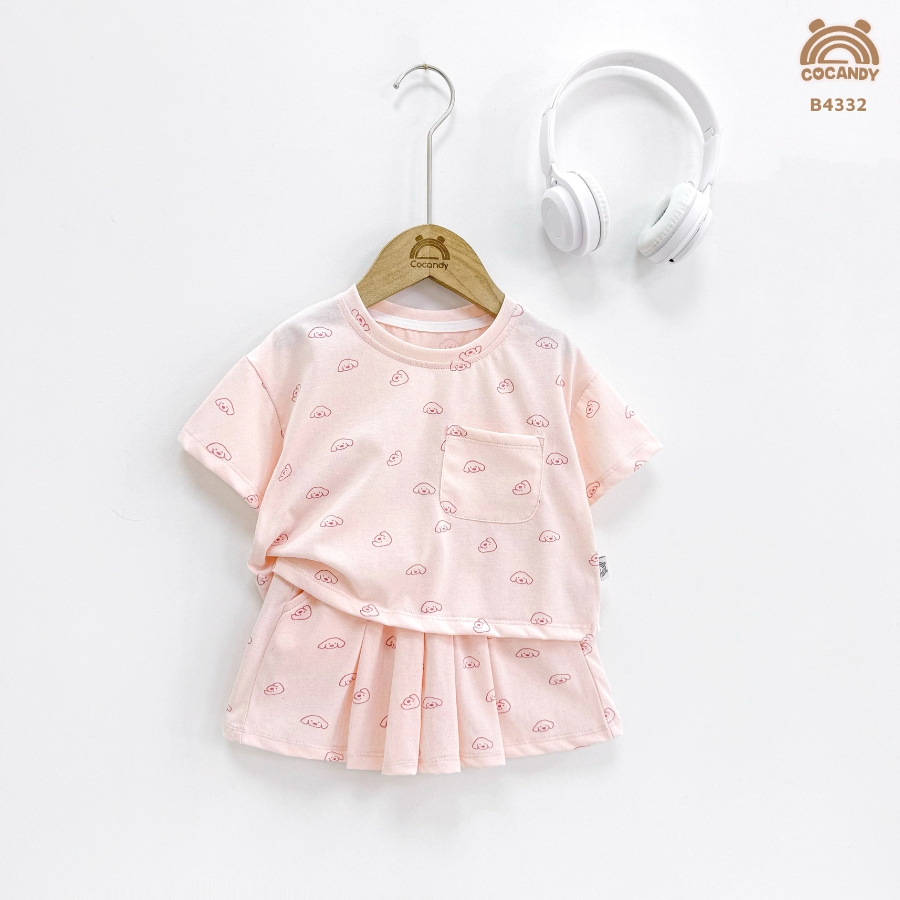 Bộ cộc HỒNG NHẠT họa tiết mặt cún