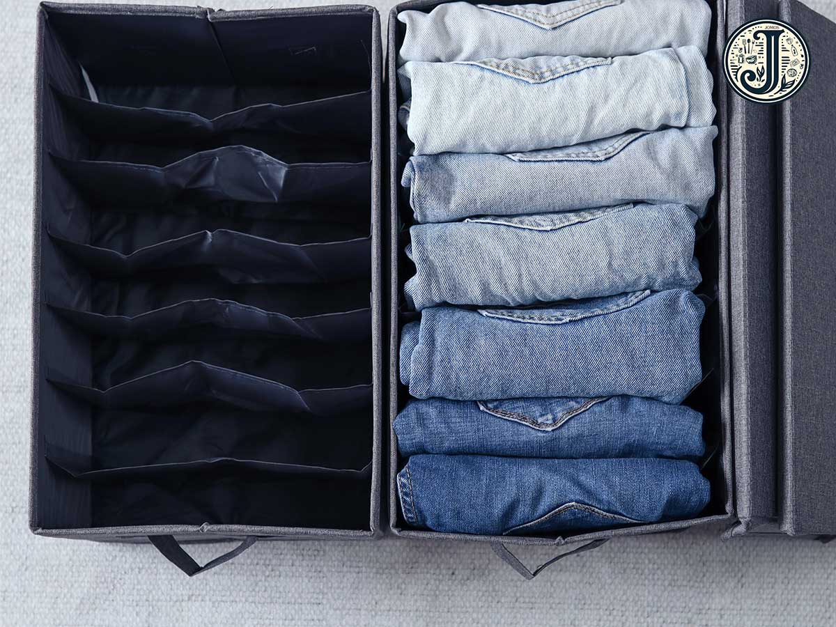 Set 2 hộp đựng quần áo chia ngăn Jomos, 7 ngăn, vải oxford J21 -_thumbnail_4