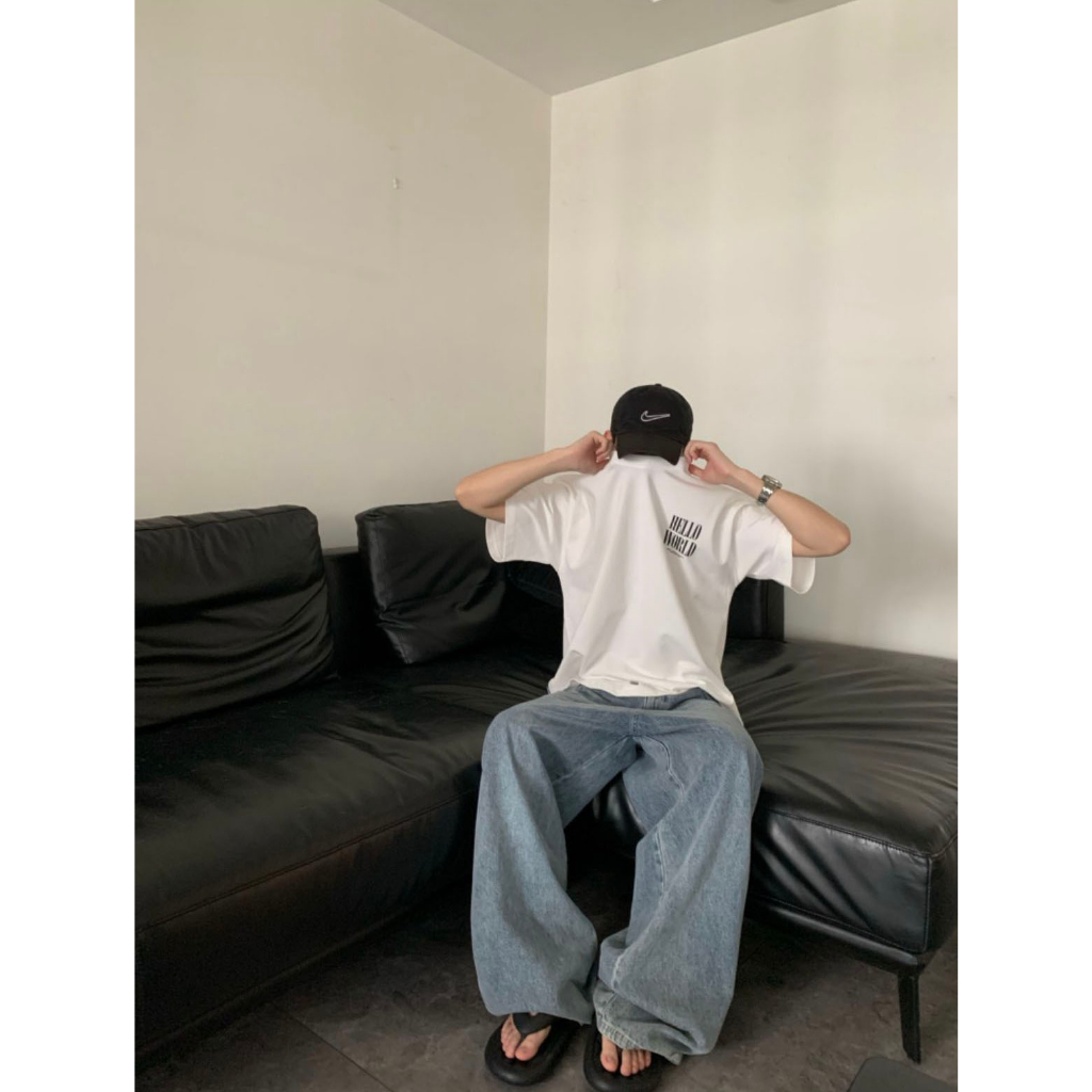 Áo thun nam form rộng ATD93 tay ngắn kiểu hàn quốc unisex vải cotton ATD93 Miucho Man in Typography_thumbnail_5