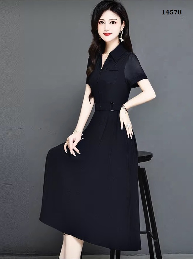 14578-Đầm xòe tay ngắn eo kết đai phụ kiện (voan)_thumbnail_3