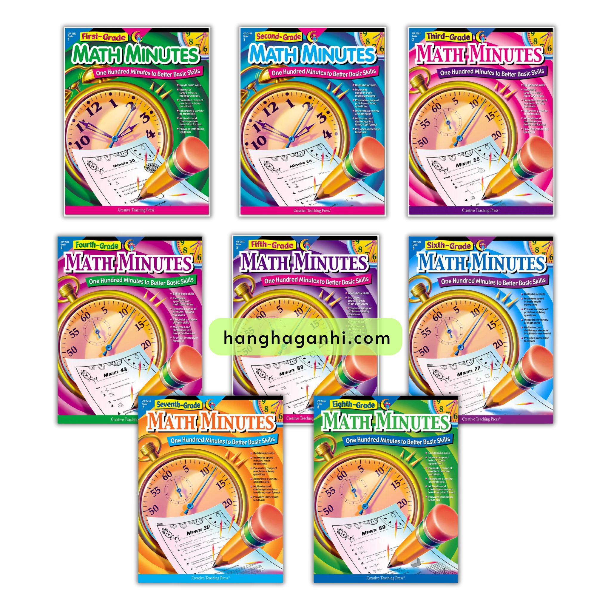 Math minutes - Bộ 8 cuốn Sách Toán Tiếng Anh kèm đáp án