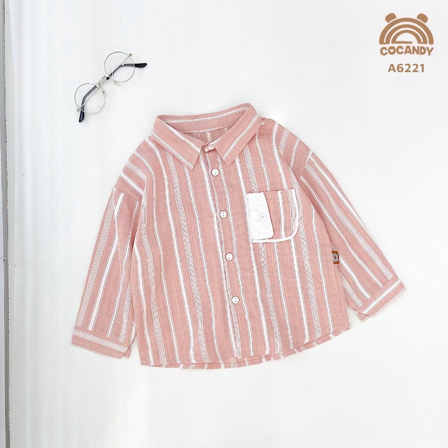 Áo dài sọc HỒNG TRẮNG túi ngực TRẮNG cúc_thumbnail_3