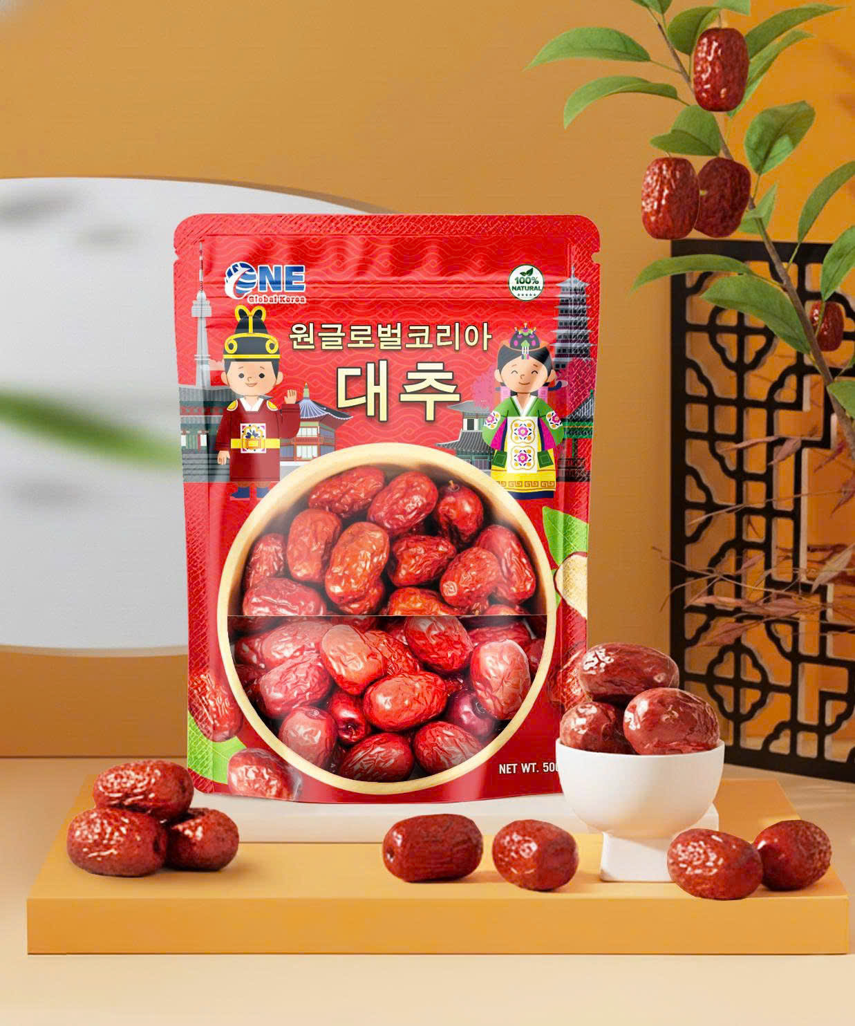 SET 2 Táo Đỏ Hàn Quốc “One Korea” Túi 500g