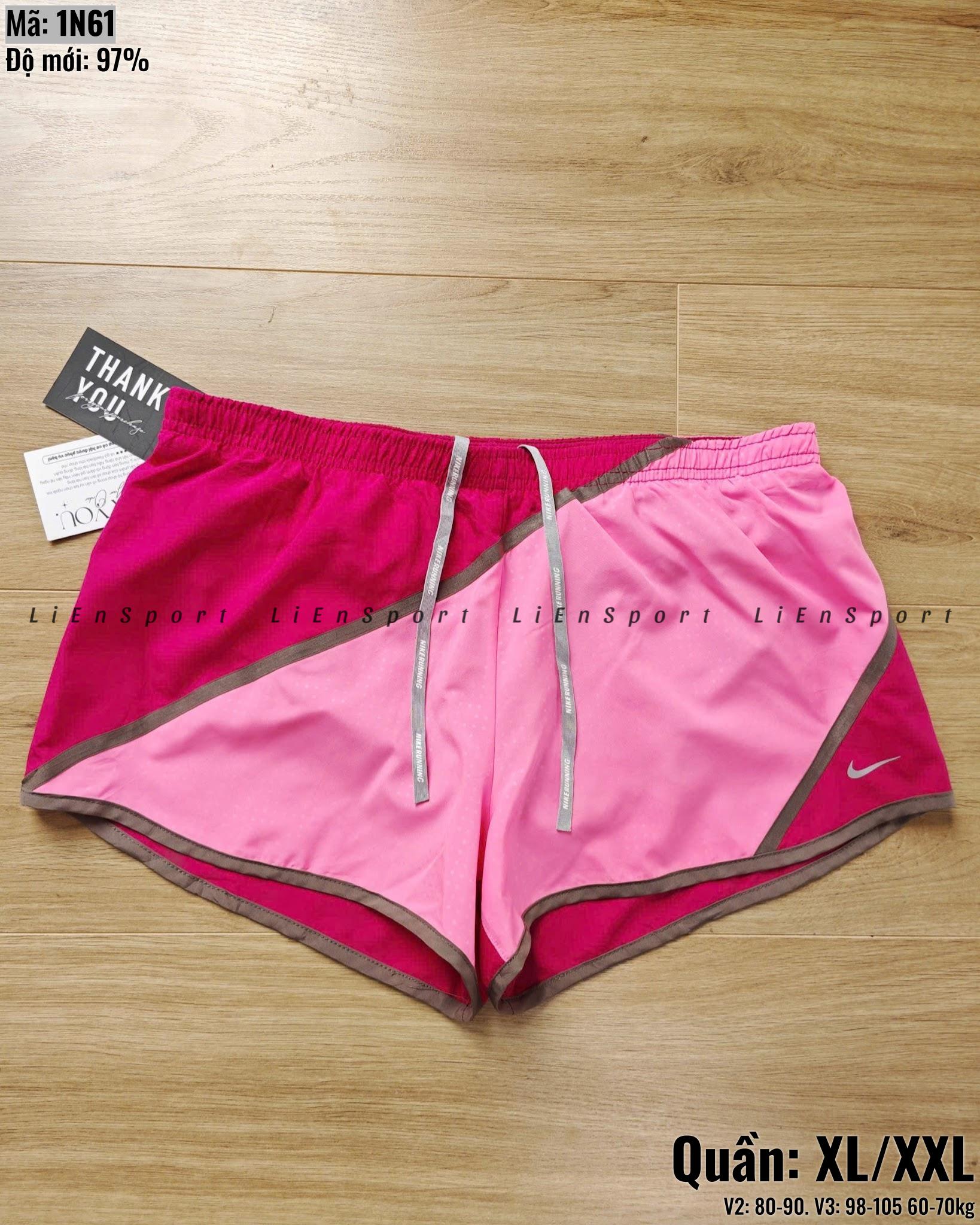 Nike Quần short training Nữ Size XL Hồng đậm hồng nhạt Như mới 97% Vải dù co giãn thoáng khí Có lót trong Cạp chun dây rút Logo ép nhiệt Phù hợp gym chạy bộ Mã:1N61