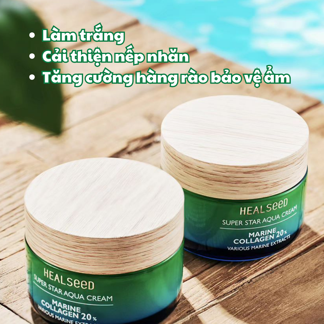  HEALSEED SUPER STAR AQUA CREAM - Kem Dưỡng Cấp Ẩm Sâu Tăng Đàn Hồi & Làm Sáng Da - Collagen 20%, Chiết xuất 9 Loại Tảo biển - 55ml - [HS002]_thumbnail_2