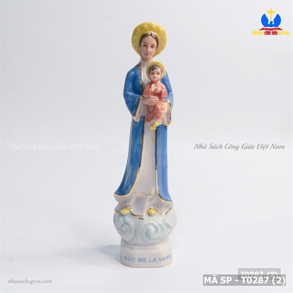 Tượng sứ Đức Mẹ La Vang 15cm Xanh Dương ✔