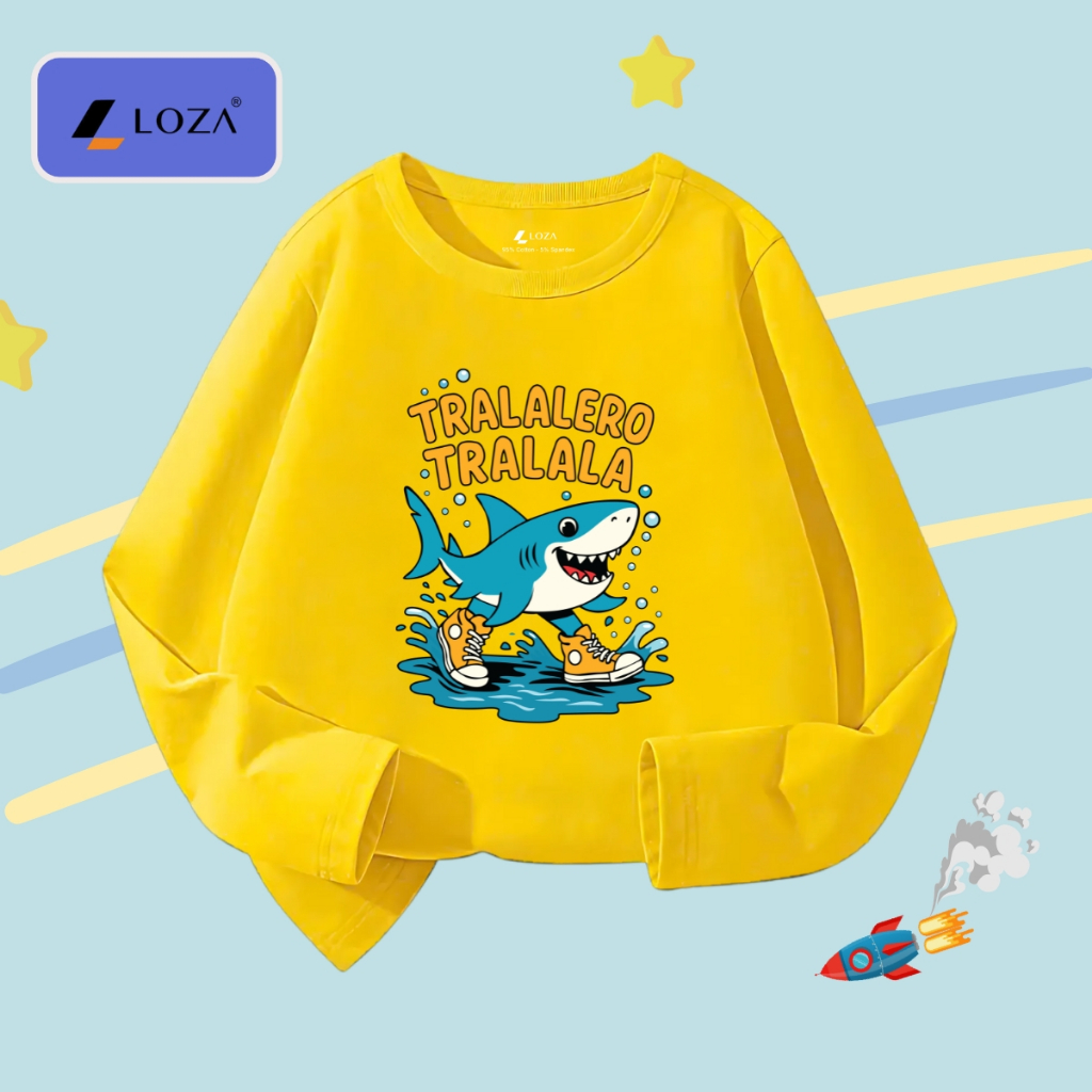 Áo thun dài tay bé trai in Brainrot Cappuccino,Tralalero Tralala - Áo thu đông trẻ em Loza Kids KT004_thumbnail_5