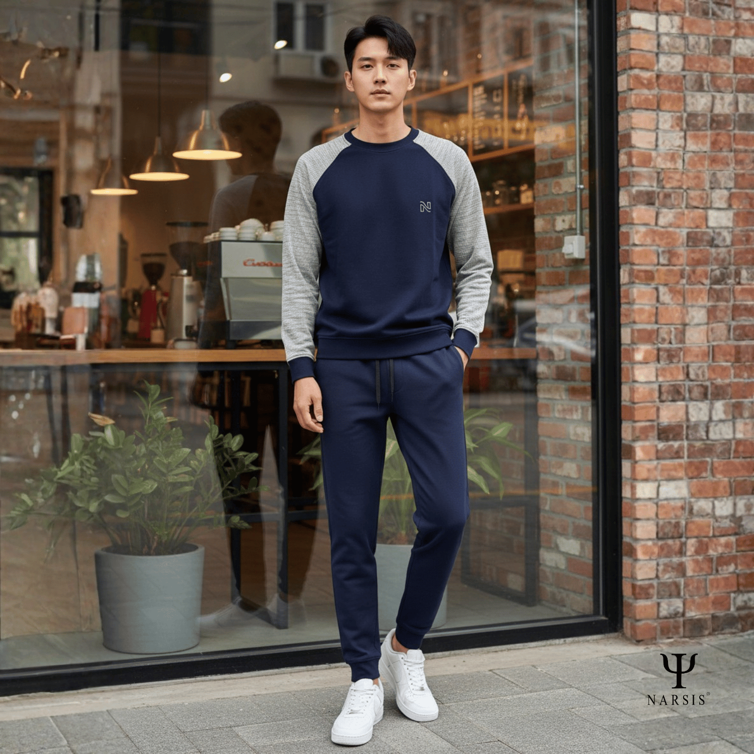 Bộ Thu Đông Nam Cotton Nỉ NARSIS Cao Cấp E25013, Bộ Đồ Nam Dài Tay Giữ Ấm, Form Thể Thao Trẻ Trung_thumbnail_2