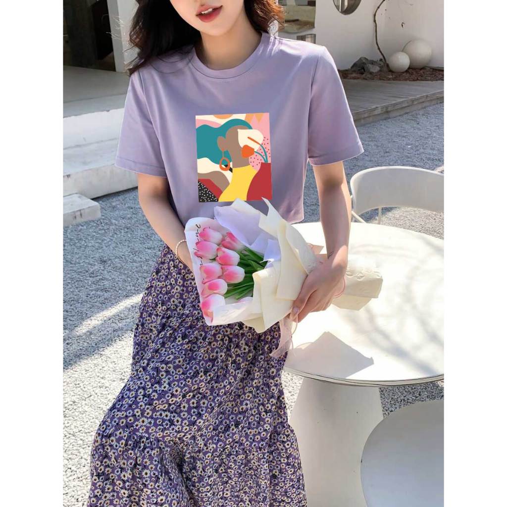 Áo thun nữ form vừa regular màu tím pastel cực xinh ARD1112 Miucho Chic in artwork_thumbnail_5