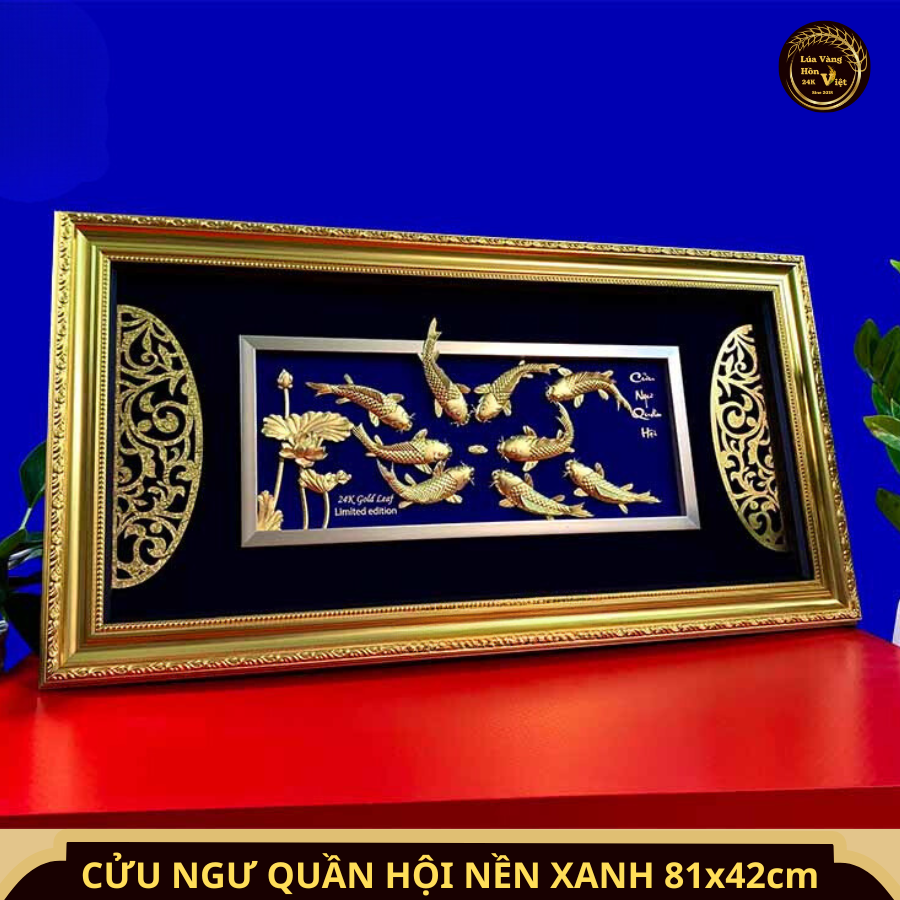 CỬU NGƯ QUẦN HỘI NỀN XANH 81x42cm_thumbnail_2
