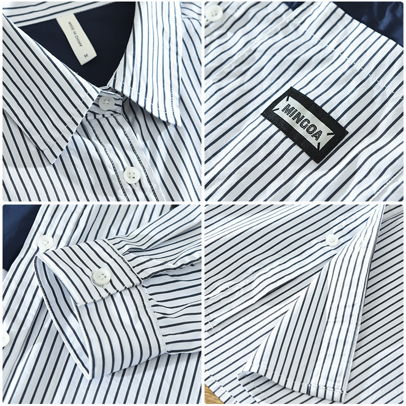 Áo sơ mi dài tay sọc phong cách Nhật Bản nam dáng rộng thời trang Hồng Kông – Chất liệu cotton thoáng khí