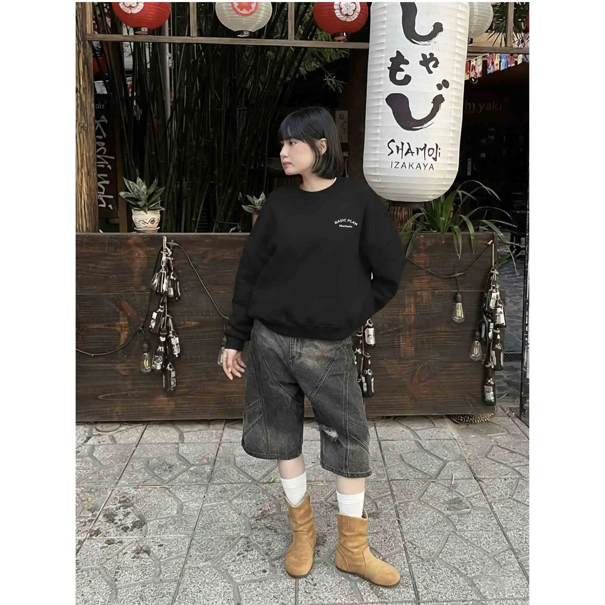 Áo Sweater boxy nam nữ Miucho vải nỉ 2 da thoáng mát mềm mại cổ tròn in basic 2832_thumbnail_4