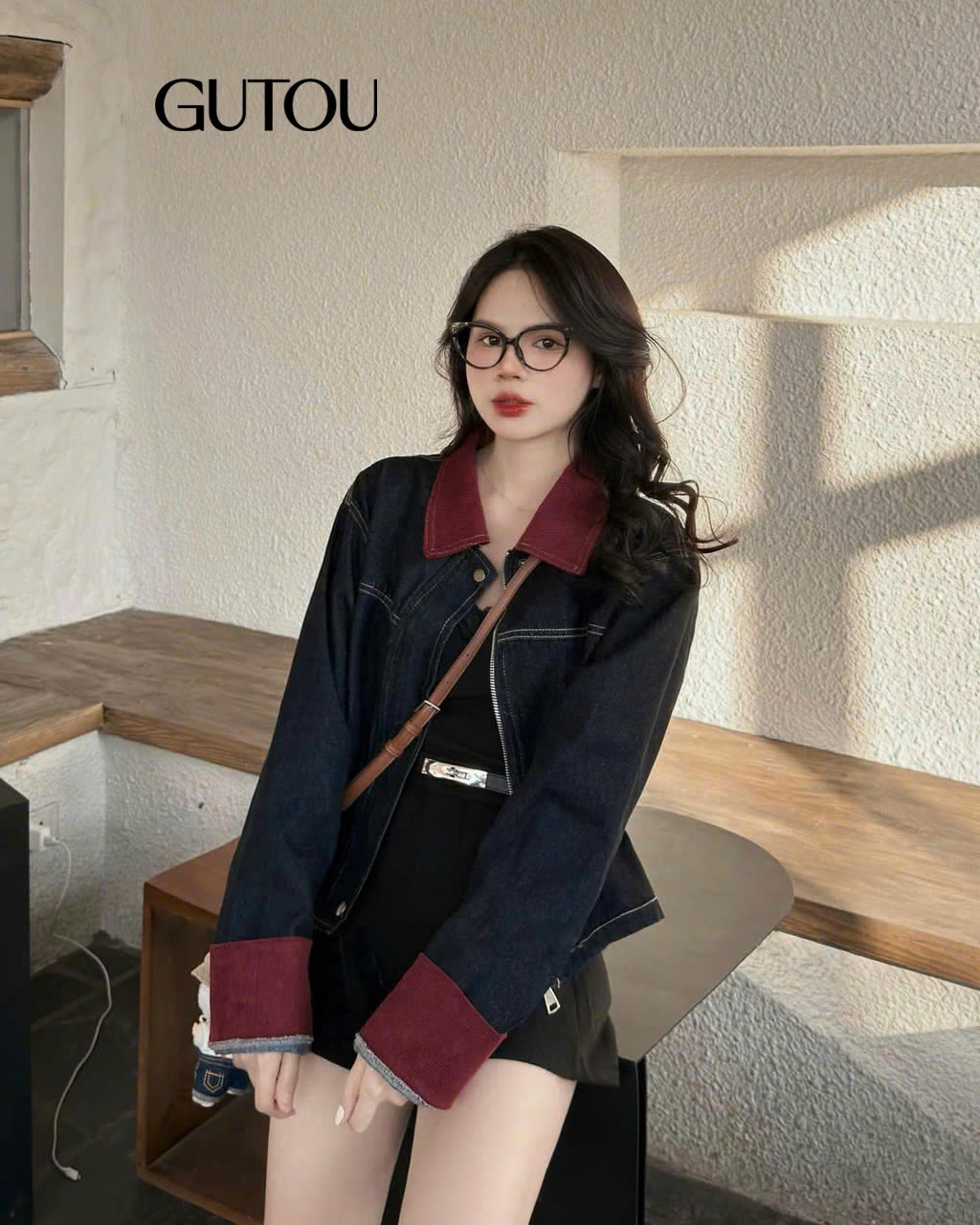 [GUTOU] Áo Khoác Jean Denim Phối Màu Cá Tính_thumbnail_2