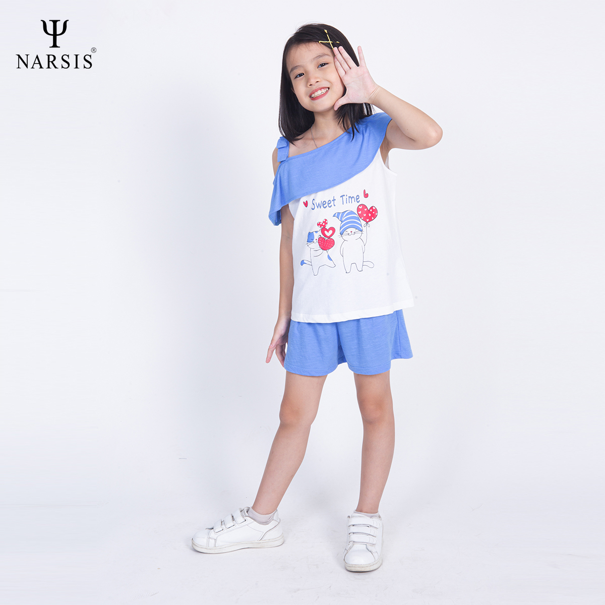 BỘ HÈ BÉ GÁI KM1013 NARSIS CHẤT LIỆU THOÁNG MÁT, DỄ CHỊU, THOẢI MÁI CẢ NGÀY, DỄ VẬN ĐỘNG_thumbnail_3