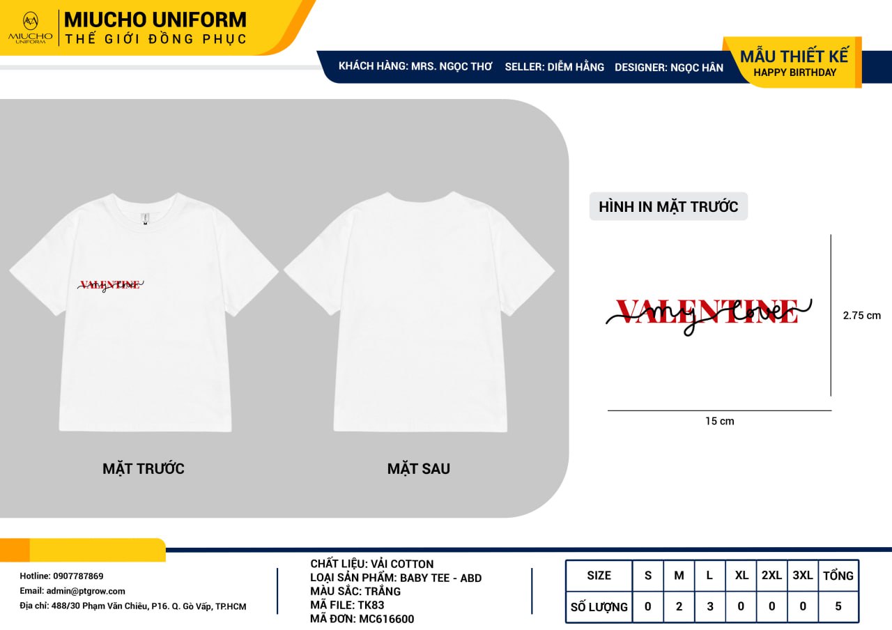Áo baby tee thiết kế như yêu cầu TK83
