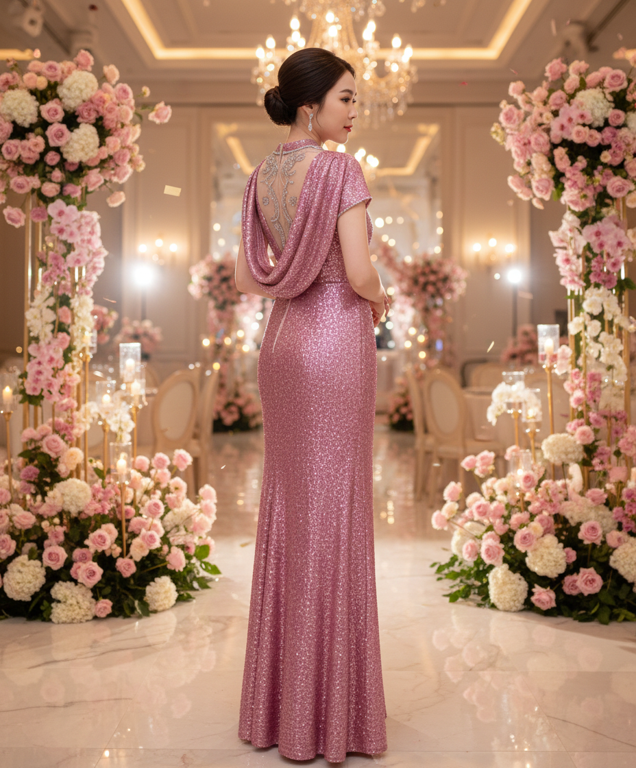 Đầm dự tiệc dạ hội kim sa phối ren lưng sang trọng_thumbnail_3