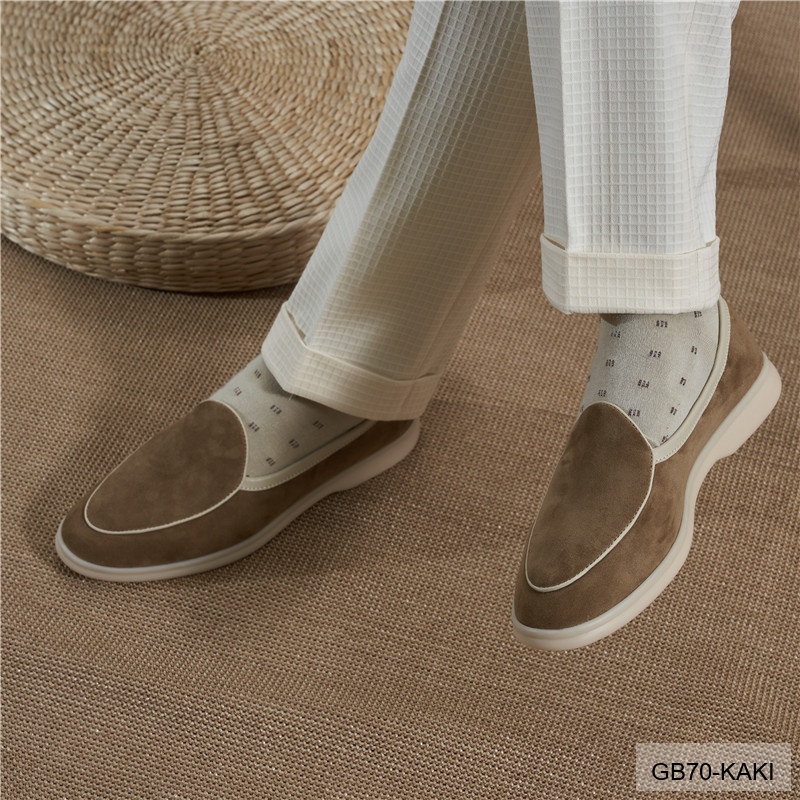 GB70 - Giày Lười Nam Da Bò Phong Cách Anh Quốc, Đế Mềm Thoáng Khí, 4 Màu Da Trắng Kaki Mơ Đen_thumbnail_8