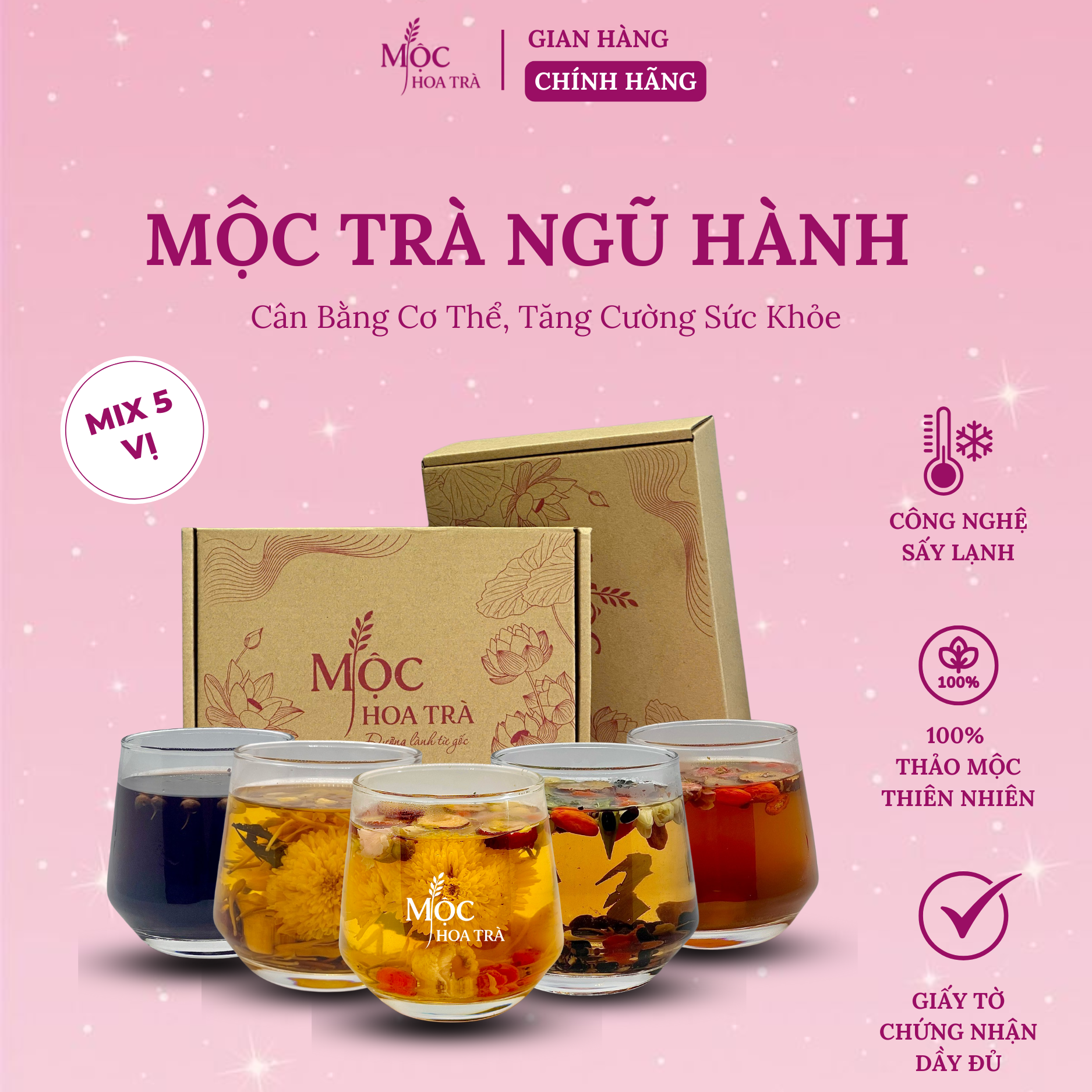 Mộc Trà Ngũ Hành – Trà Thảo Mộc Mix 5 Vị (Mỗi Vị 3 Gói) – Hỗ Trợ Cân Bằng Cơ Thể, Tăng Cường Sức Khỏe – Nguyên Liệu Sấy Lạnh_thumbnail_1